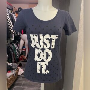 Nike “Just Do It” Blue Athletic Cut Short Sleeve Top